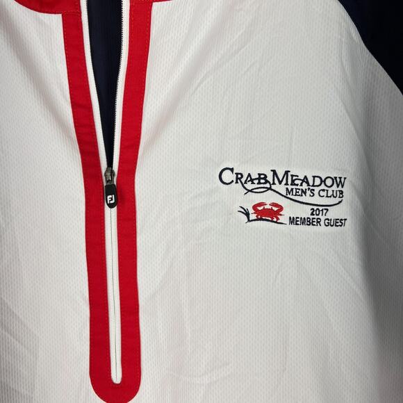 FootJoy Windbreaker Mens Large Red Short Sleeve Crab Meadow Mens Club Gentlemens - Picture 3 of 9